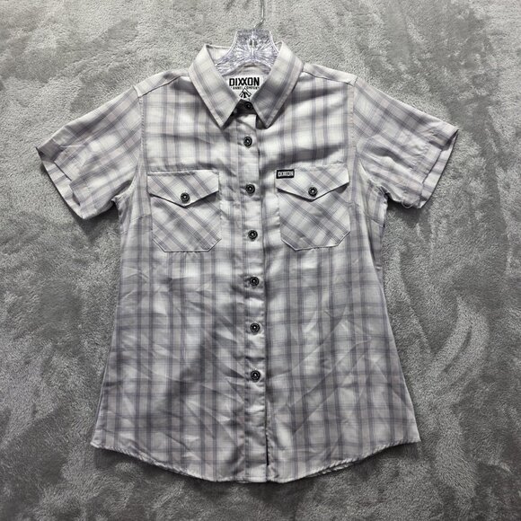 Dixxon Shirt Womens Small Gray Plaid Short Sleeve Button Down The Ridgeline - Picture 1 of 10
